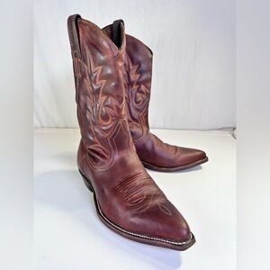 Boulet Men’s Brown Leather Western Cowboy Boots Pointed Toe. Size 9